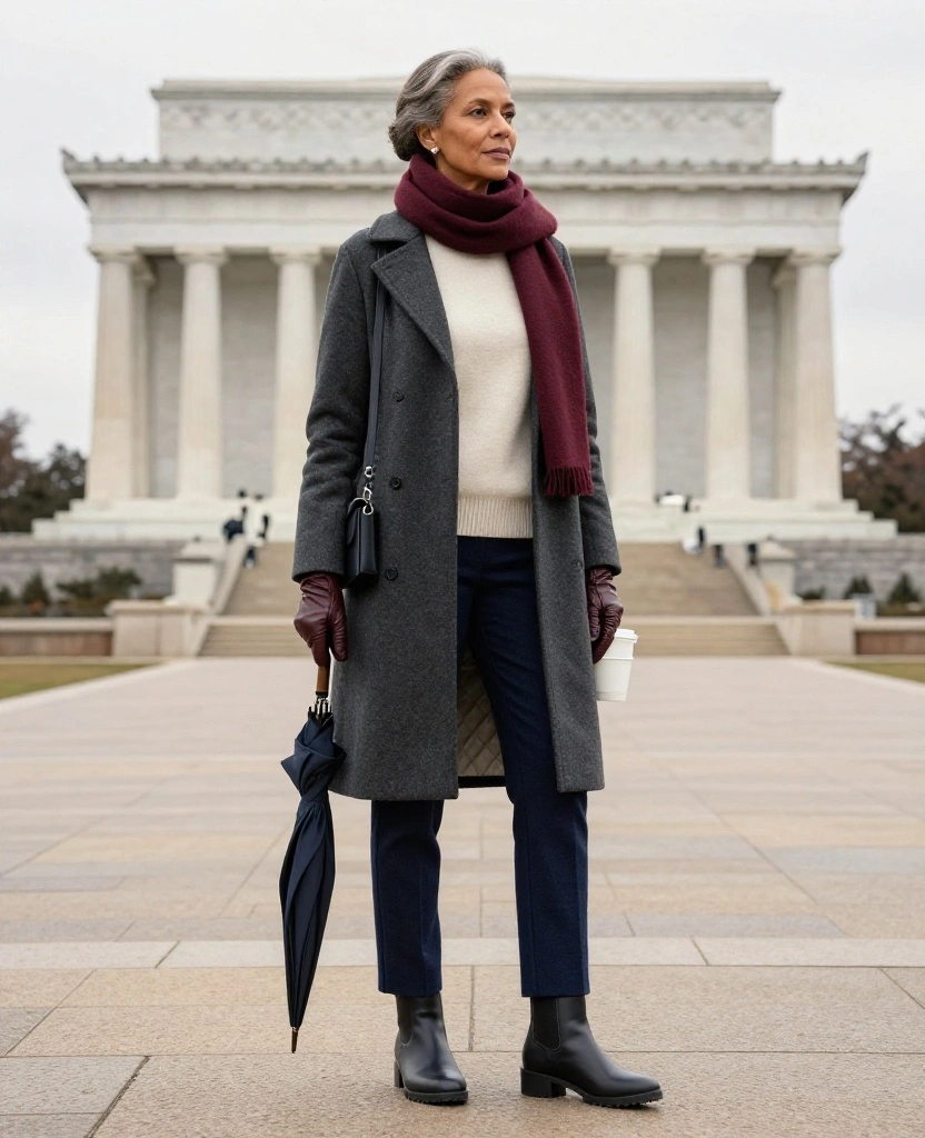 What to Wear in Washington, D.C. in December: 15 Chic Winter Outfits That Keep You Warm While Sightseeing 15 What to Wear in Washington D.C in December What to Wear in Washington, D.C. in December: 15 Chic Winter Outfits That Keep You Warm While Sightseeing - 3. Tailored Trousers with a Thermal Base Layer 1