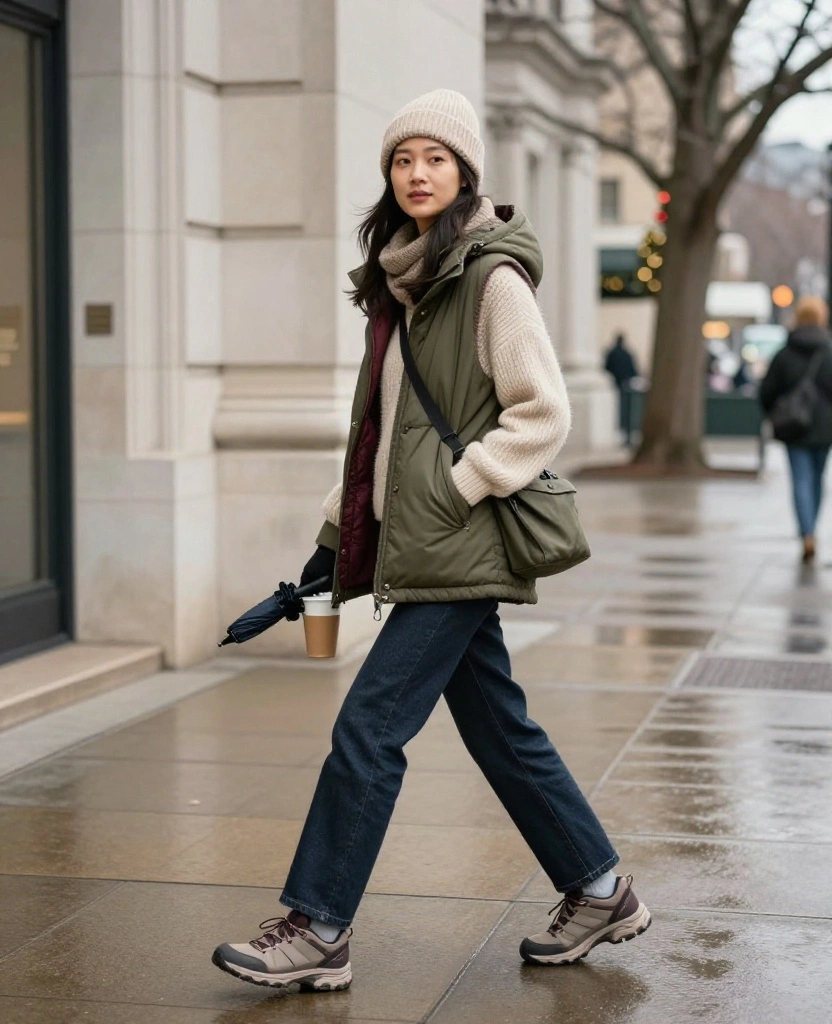 What to Wear in Washington, D.C. in December: 15 Chic Winter Outfits That Keep You Warm While Sightseeing 20 What to Wear in Washington D.C in December What to Wear in Washington, D.C. in December: 15 Chic Winter Outfits That Keep You Warm While Sightseeing - 4. Dark Denim, a Quilted Vest, and a Weatherproof Coat 1
