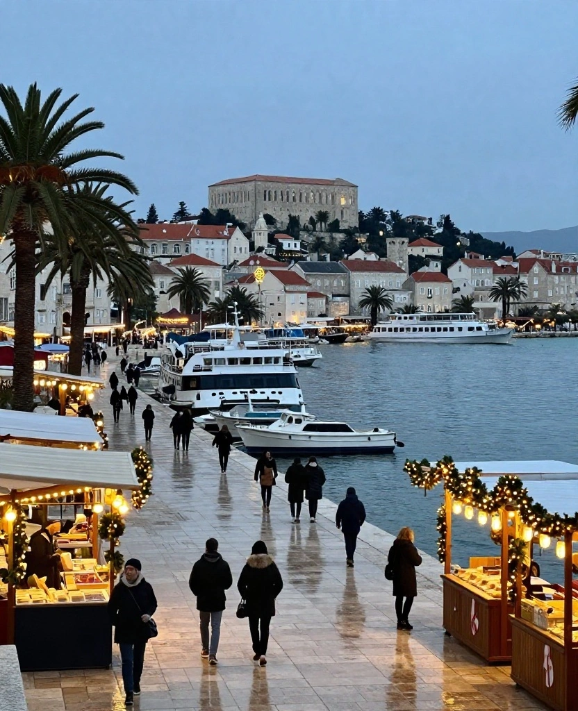 10 Magical Places to Visit in Split in December That Feel Like a Winter Fairytale (You’ll Love #7!) 2 Places to Visit in Split in December 10 Magical Places to Visit in Split in December That Feel Like a Winter Fairytale (You’ll Love #7!) - 2. The Riva Waterfront: A Sea Breeze Walk Beneath Festive Lights 1