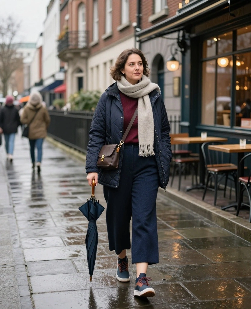 12 Comfortable Dublin Sightseeing Outfits for Exploring All Day (Your Feet Will Thank You for #6!) 8 What to Wear in Dublin in December 12 Comfortable Dublin Sightseeing Outfits for Exploring All Day (Your Feet Will Thank You for #6!) - 2. The Soft Knit, Wide-Leg Trouser, and Rainproof Sneaker Look 1