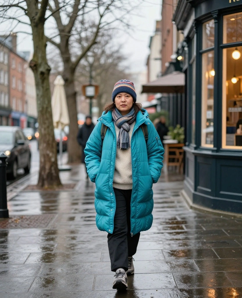 12 Comfortable Dublin Sightseeing Outfits for Exploring All Day (Your Feet Will Thank You for #6!) 52 What to Wear in Dublin in December 12 Comfortable Dublin Sightseeing Outfits for Exploring All Day (Your Feet Will Thank You for #6!) - 8. The Colorful Puffer, Beanie, and Easy-Layer Look 1
