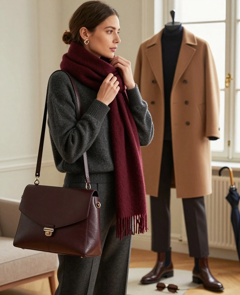 12-Piece Milan December Capsule Wardrobe That Creates 30+ Stylish Outfits (Pack Smarter!) 38 What to Wear in Milan in December 12-Piece Milan December Capsule Wardrobe That Creates 30+ Stylish Outfits (Pack Smarter!) - 8. Use Scarves, Bags, and Small Accessories as Outfit Changers 1