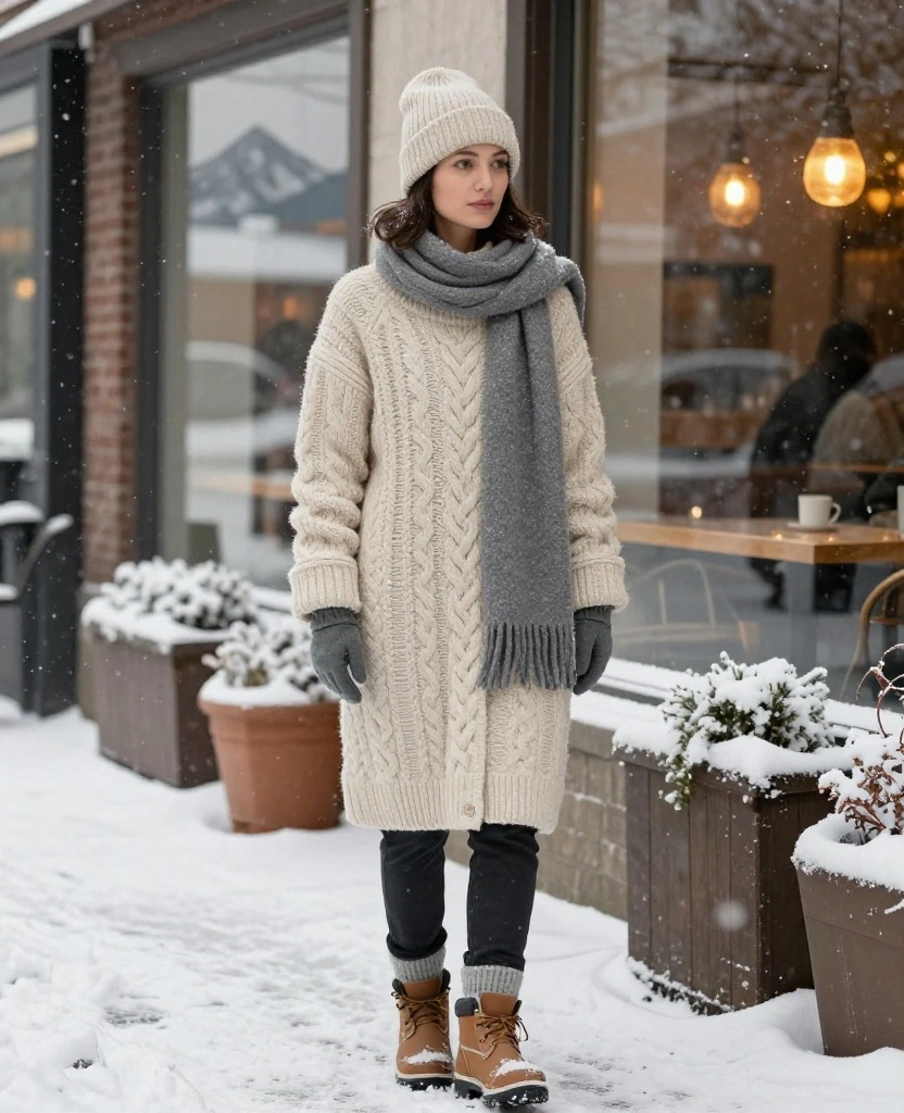 12 Salt Lake City December Clothing Essentials That’ll Save Your Outfit from Freezing Temperatures 9 What to Wear in Salt Lake City in December 12 Salt Lake City December Clothing Essentials That’ll Save Your Outfit from Freezing Temperatures - 3. Add a Chunky Wool Sweater for Warmth and Texture 1