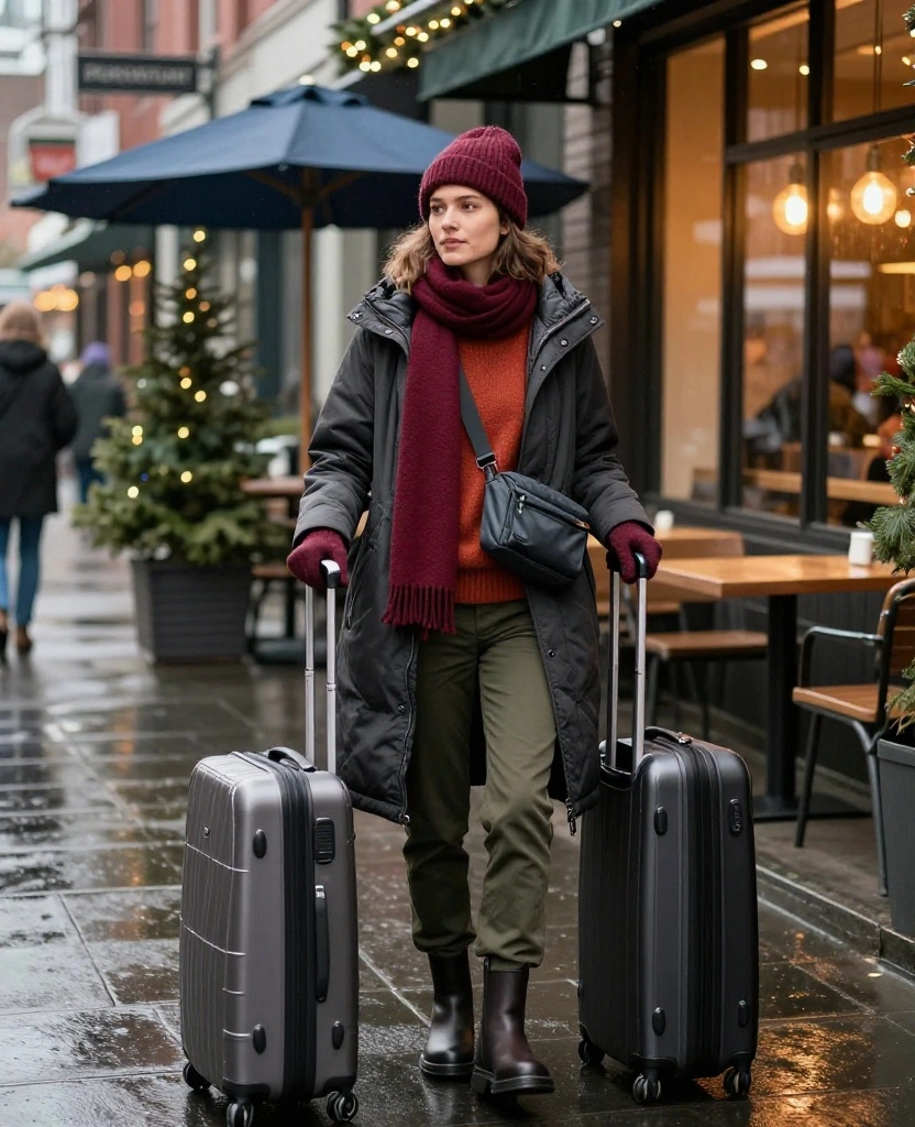 12 Vancouver Christmas Outfits That Feel Festive, Warm, and Totally Instagram-Worthy 73 What to Wear in Vancouver in December 12 Vancouver Christmas Outfits That Feel Festive, Warm, and Totally Instagram-Worthy - 11. The Airport-to-City Holiday Travel Outfit 1