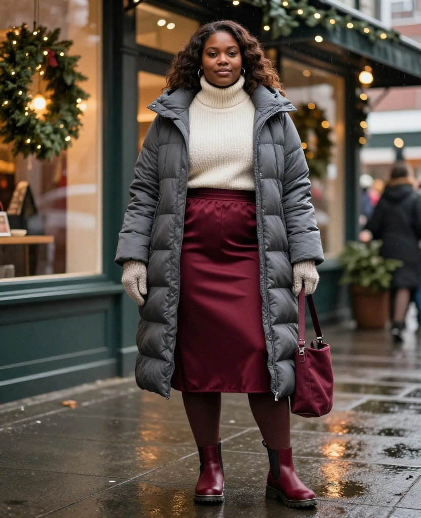 12 Vancouver Christmas Outfits That Feel Festive, Warm, and Totally Instagram-Worthy 8 What to Wear in Vancouver in December 12 Vancouver Christmas Outfits That Feel Festive, Warm, and Totally Instagram-Worthy - 2. A Puffer Coat with a Polished Holiday Twist 1