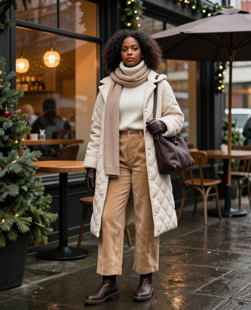 12 Vancouver Christmas Outfits That Feel Festive, Warm, and Totally Instagram-Worthy 22 What to Wear in Vancouver in December 12 Vancouver Christmas Outfits That Feel Festive, Warm, and Totally Instagram-Worthy - 4. Cream-on-Cream Layers for a Cozy Coffee Date 1