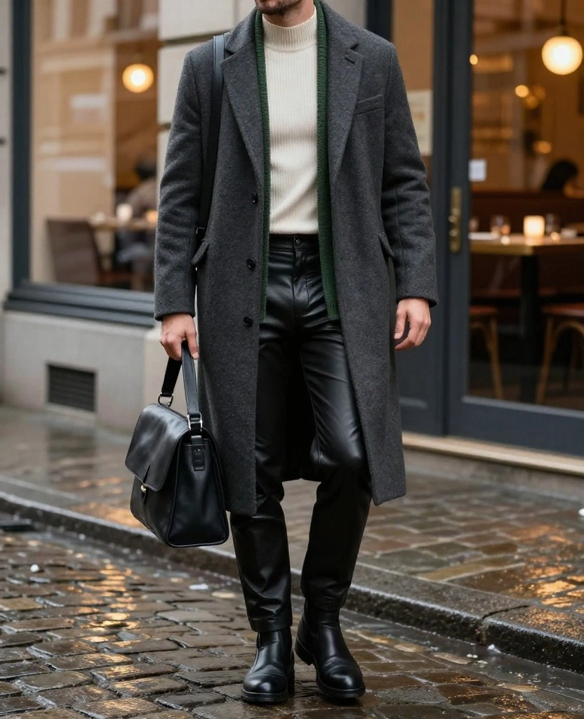 13 Brussels Winter Outfit Ideas That Go From Museum Hopping to Dinner Without a Full Change 82 What to Wear in Brussels in December 13 Brussels Winter Outfit Ideas That Go From Museum Hopping to Dinner Without a Full Change - 12. Leather-Look Trousers With an Oversized Cardigan 1