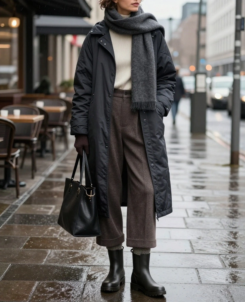 13 Cologne December Weather Outfits That Beat Rain, Wind, and Freezing Temperatures 48 What to Wear in Cologne in December 13 Cologne December Weather Outfits That Beat Rain, Wind, and Freezing Temperatures - 8. Wide-Leg Trousers with a Short Insulated Jacket 1