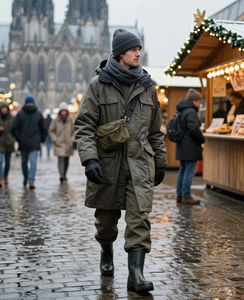 13 Cologne December Weather Outfits That Beat Rain, Wind, and Freezing Temperatures 55 What to Wear in Cologne in December 13 Cologne December Weather Outfits That Beat Rain, Wind, and Freezing Temperatures - 9. Weatherproof Utility Jumpsuit for Market Days 1