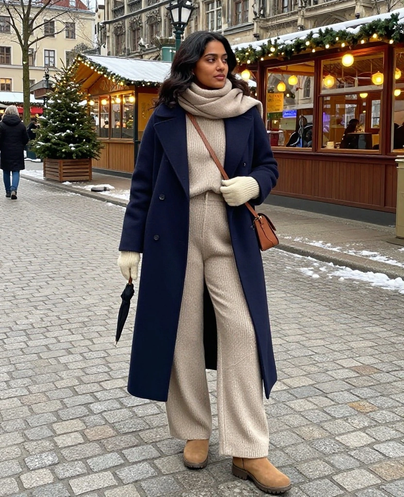 13 Munich December Travel Outfits That Take You from Sightseeing to Bavarian Dinner with Ease! 77 What to Wear in Munich in December 13 Munich December Travel Outfits That Take You from Sightseeing to Bavarian Dinner with Ease! - 13. The Coordinated Knit Set for One-Bag Packing 1