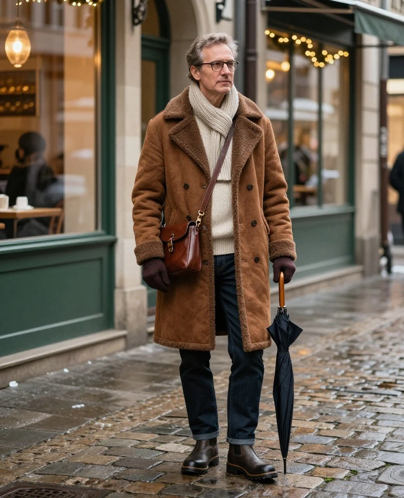 13 Munich December Travel Outfits That Take You from Sightseeing to Bavarian Dinner with Ease! 59 What to Wear in Munich in December 13 Munich December Travel Outfits That Take You from Sightseeing to Bavarian Dinner with Ease! - 9. The Shearling-Lined Coat with Straight Jeans 1