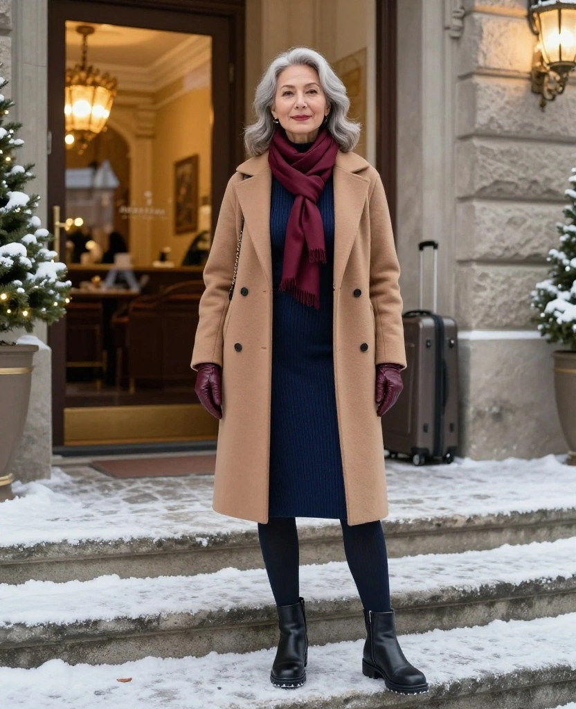 13 Salzburg December Outfits for Women That Look Effortlessly Stylish in Every Travel Photo 83 What to Wear in Salzburg in December 13 Salzburg December Outfits for Women That Look Effortlessly Stylish in Every Travel Photo - 13. A Dressier Evening Look for Cafés and Hotel Entrances 1