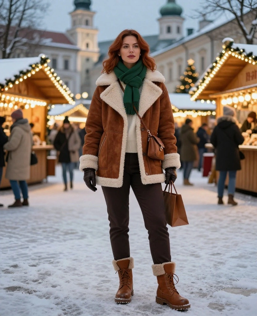 13 Salzburg December Outfits for Women That Look Effortlessly Stylish in Every Travel Photo 48 What to Wear in Salzburg in December 13 Salzburg December Outfits for Women That Look Effortlessly Stylish in Every Travel Photo - 8. A Shearling Jacket for Christmas Market Evenings 1