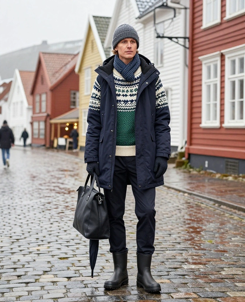 13 Stylish Bergen Winter Fashion Ideas That Prove Practical Layers Can Still Look Amazing 22 what to wear in Bergen in December 13 Stylish Bergen Winter Fashion Ideas That Prove Practical Layers Can Still Look Amazing - 4. Let a Nordic Patterned Sweater Bring the Color 1