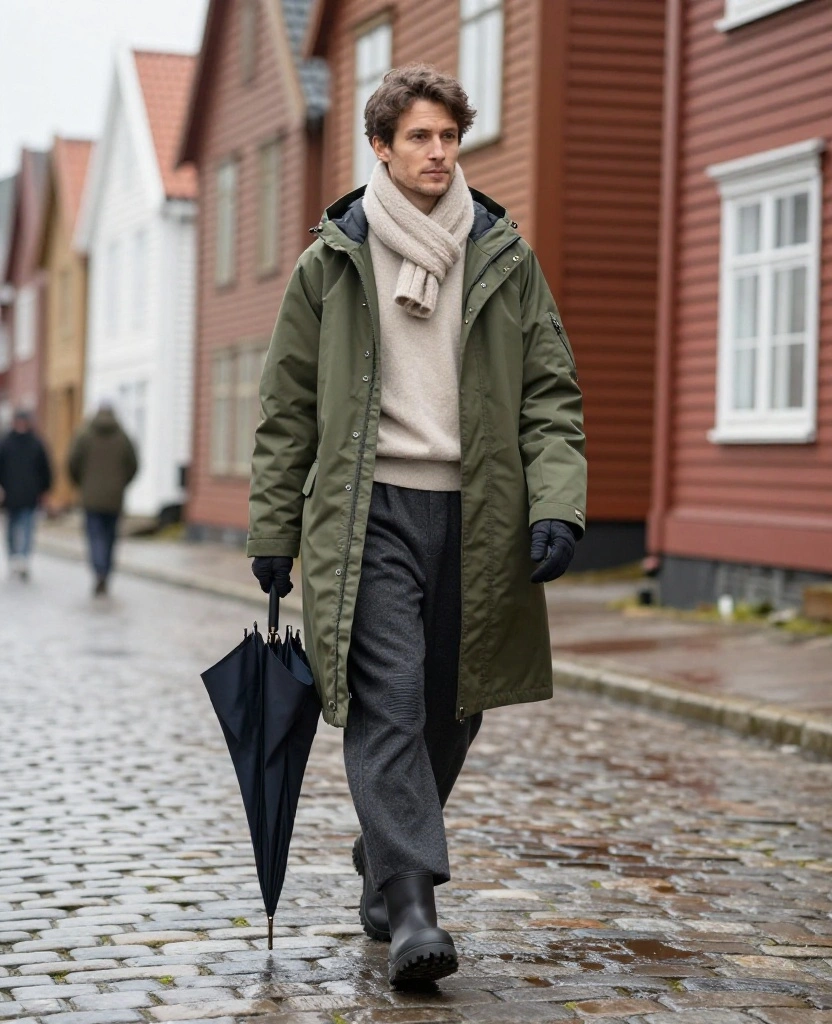 13 Stylish Bergen Winter Fashion Ideas That Prove Practical Layers Can Still Look Amazing 32 what to wear in Bergen in December 13 Stylish Bergen Winter Fashion Ideas That Prove Practical Layers Can Still Look Amazing - 6. Balance Wide-Leg Trousers With a Shorter Weatherproof Jacket 1