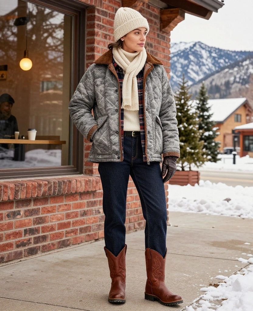 13 Stylish Boulder December Outfits That Prove Warm Clothes Can Still Look Amazing! 20 What to Wear in Boulder in December 13 Stylish Boulder December Outfits That Prove Warm Clothes Can Still Look Amazing! - 4. The Western-Inspired Quilted Jacket Look 1