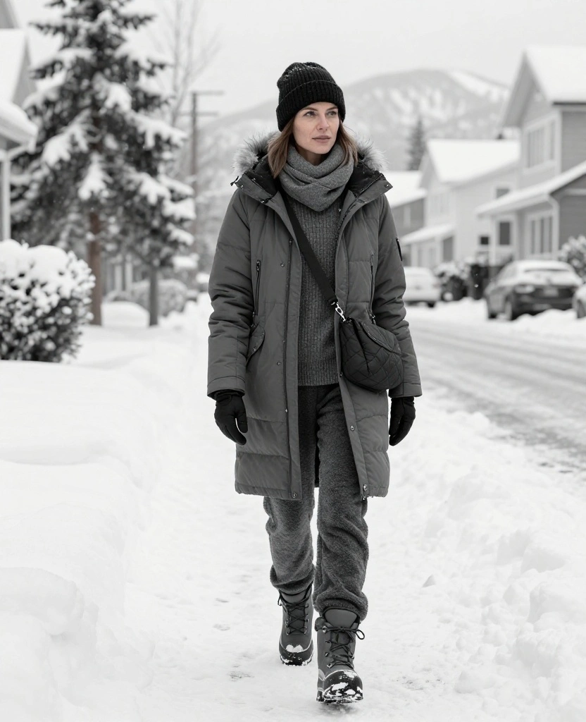 13 Stylish Women’s Anchorage Winter Outfits That Prove Warmth and Fashion Can Coexist! 34 What to Wear in Anchorage in December 13 Stylish Women’s Anchorage Winter Outfits That Prove Warmth and Fashion Can Coexist! - 6. Monochrome Charcoal With Luxe Texture 1