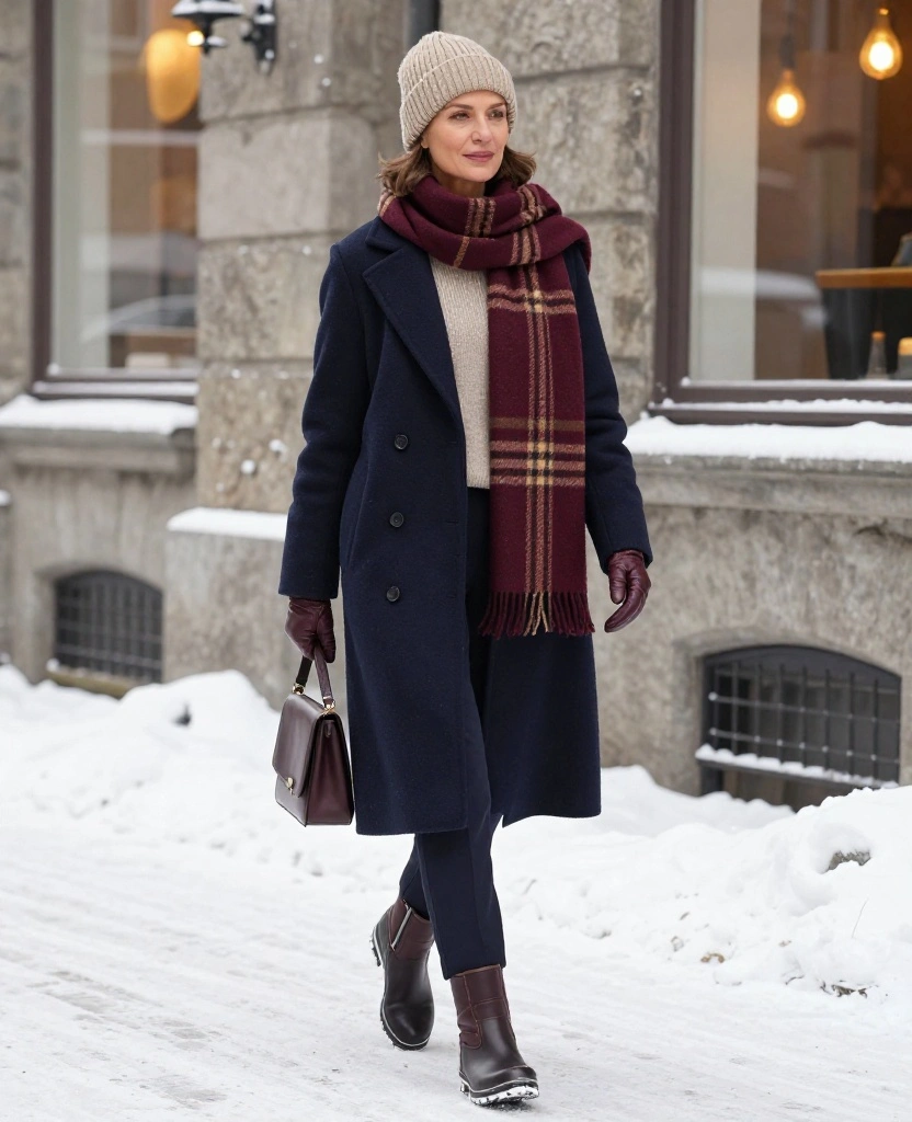13 Women’s Winter Outfits for Québec City That Prove Warm Doesn’t Have to Mean Bulky 29 What to Wear in Québec City in December 13 Women’s Winter Outfits for Québec City That Prove Warm Doesn’t Have to Mean Bulky - 5. The Plaid Scarf, Long Coat, and Fine-Knit Layer 1