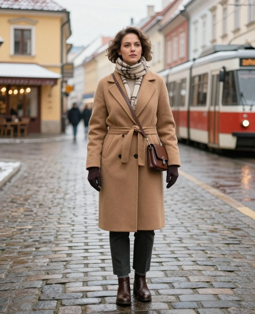 15 Bratislava Winter Outfits That’ll Keep You Warm While Exploring the City (Without Looking Bulky!) 1 What to Wear in Bratislava in December 15 Bratislava Winter Outfits That’ll Keep You Warm While Exploring the City (Without Looking Bulky!) - 1. The Long Wool Coat and Thermal Base-Layer Formula 1