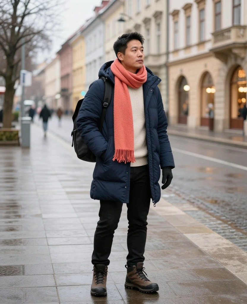 15 Bratislava Winter Outfits That’ll Keep You Warm While Exploring the City (Without Looking Bulky!) 67 What to Wear in Bratislava in December 15 Bratislava Winter Outfits That’ll Keep You Warm While Exploring the City (Without Looking Bulky!) - 11. The Travel Backpack Look With Slim, Useful Layers 1