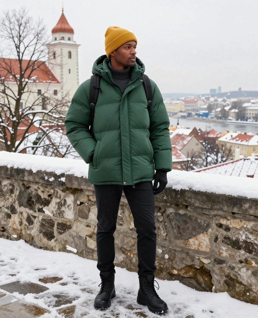 15 Bratislava Winter Outfits That’ll Keep You Warm While Exploring the City (Without Looking Bulky!) 15 What to Wear in Bratislava in December 15 Bratislava Winter Outfits That’ll Keep You Warm While Exploring the City (Without Looking Bulky!) - 3. The Shaped Puffer With Tailored Trousers 1