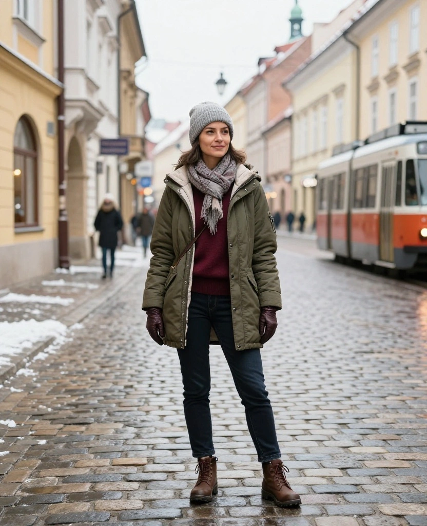15 Bratislava Winter Outfits That’ll Keep You Warm While Exploring the City (Without Looking Bulky!) 43 What to Wear in Bratislava in December 15 Bratislava Winter Outfits That’ll Keep You Warm While Exploring the City (Without Looking Bulky!) - 7. The Lined Jean Look for Casual Old Town Wandering 1