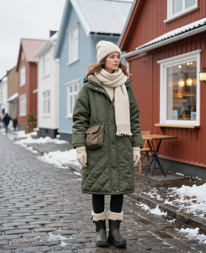 15 Reykjavík December Outfit Ideas That Are Cozy, Waterproof, and Seriously Photo-Ready 66 What to wear in Reykjavík in December 15 Reykjavík December Outfit Ideas That Are Cozy, Waterproof, and Seriously Photo-Ready - 10. The Nordic Neutral Skirt and Thermal Leggings Combo 1