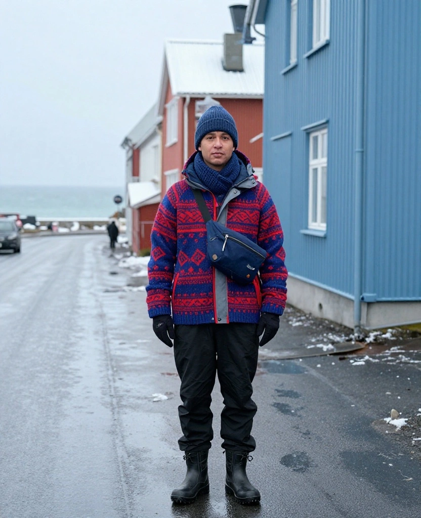 15 Reykjavík December Outfit Ideas That Are Cozy, Waterproof, and Seriously Photo-Ready 15 What to wear in Reykjavík in December 15 Reykjavík December Outfit Ideas That Are Cozy, Waterproof, and Seriously Photo-Ready - 3. The Bright Icelandic Knit Under a Storm Shell 1