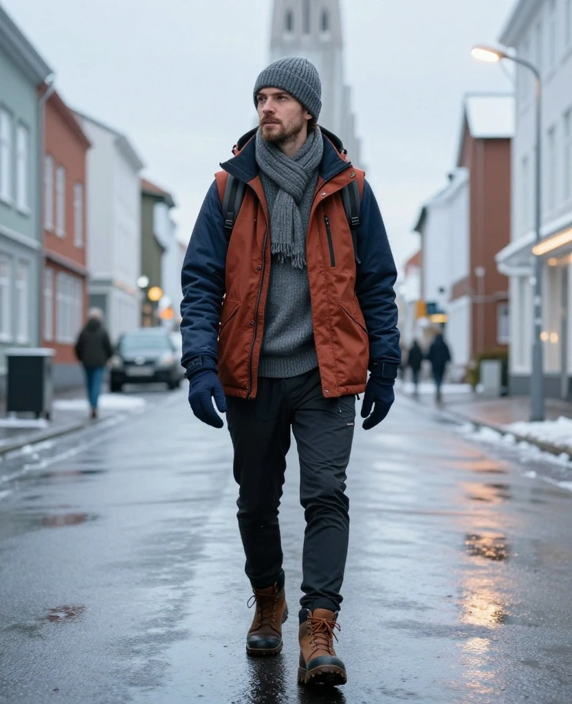 15 Reykjavík December Outfit Ideas That Are Cozy, Waterproof, and Seriously Photo-Ready 36 What to wear in Reykjavík in December 15 Reykjavík December Outfit Ideas That Are Cozy, Waterproof, and Seriously Photo-Ready - 6. The Layered Vest Look for Busy City Days 1