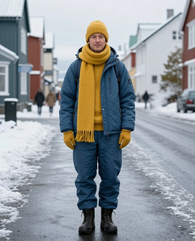 15 Reykjavík December Outfit Ideas That Are Cozy, Waterproof, and Seriously Photo-Ready 52 What to wear in Reykjavík in December 15 Reykjavík December Outfit Ideas That Are Cozy, Waterproof, and Seriously Photo-Ready - 8. The Matching Quilted Set with a Bright Scarf 1