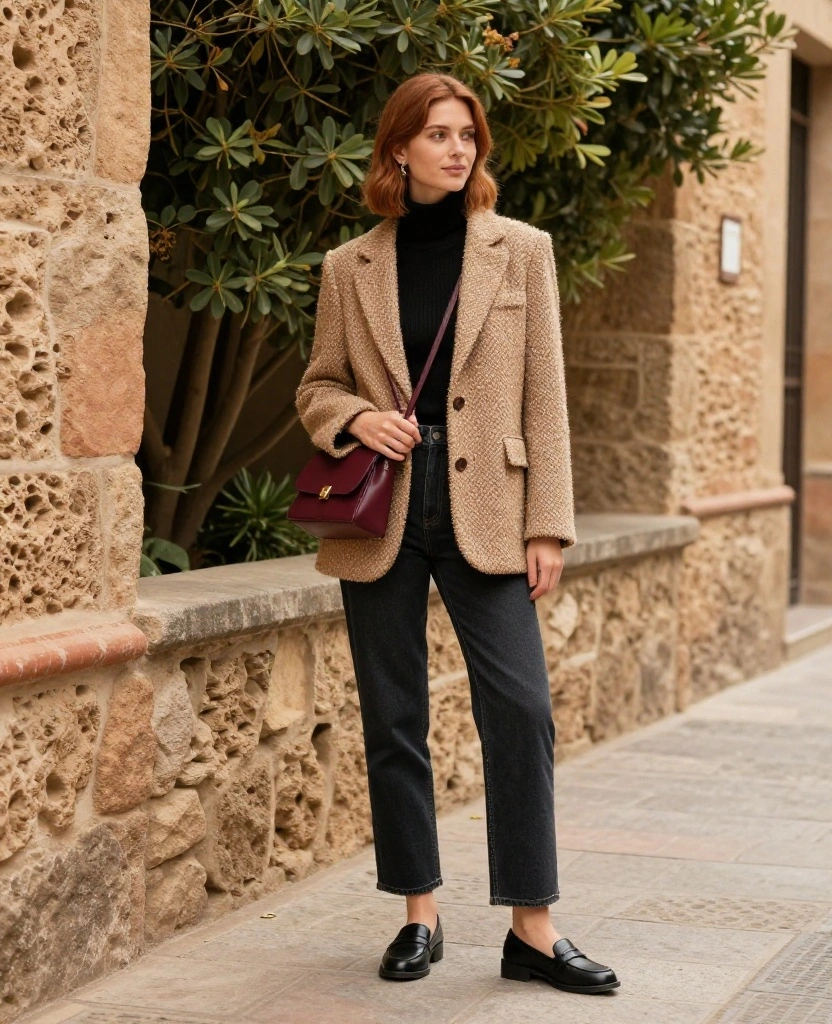 15 Stylish Women’s Outfits for Málaga in December That Look Amazing in Every Photo 15 what to wear in Málaga in December 15 Stylish Women’s Outfits for Málaga in December That Look Amazing in Every Photo - 3. A Blazer over a Fine Turtleneck 1
