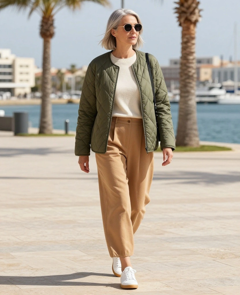 15 Stylish Women’s Outfits for Málaga in December That Look Amazing in Every Photo 36 what to wear in Málaga in December 15 Stylish Women’s Outfits for Málaga in December That Look Amazing in Every Photo - 6. A Quilted Jacket with Wide-Leg Trousers 1