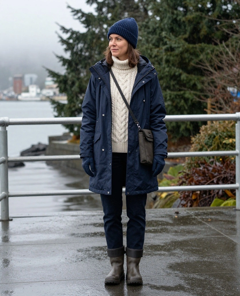 15 Victoria December Outfits That Keep You Cozy, Dry, and Totally Photo-Ready 80 what to wear in Victoria in December 15 Victoria December Outfits That Keep You Cozy, Dry, and Totally Photo-Ready - 12. Fisherman Knit, Waterproof Parka, and Harbor-Ready Boots 1