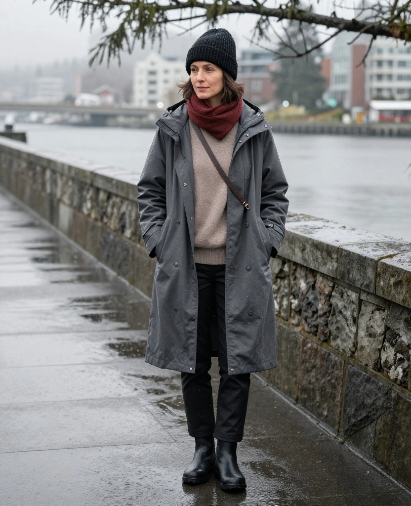 15 Victoria December Outfits That Keep You Cozy, Dry, and Totally Photo-Ready 52 what to wear in Victoria in December 15 Victoria December Outfits That Keep You Cozy, Dry, and Totally Photo-Ready - 8. A Tonal Gray Outfit with One Warm Accent 1