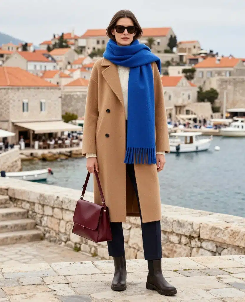What to Wear in Dubrovnik in December: 15 Chic Winter Outfits That Beat the Coastal Chill 62 What to Wear in Dubrovnik in December What to Wear in Dubrovnik in December: 15 Chic Winter Outfits That Beat the Coastal Chill - 10. Add One Coastal Color Accent 1