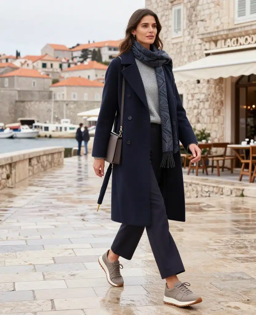 What to Wear in Dubrovnik in December: 15 Chic Winter Outfits That Beat the Coastal Chill 74 What to Wear in Dubrovnik in December What to Wear in Dubrovnik in December: 15 Chic Winter Outfits That Beat the Coastal Chill - 12. Use Clean Leather Sneakers for Long Walking Days 1