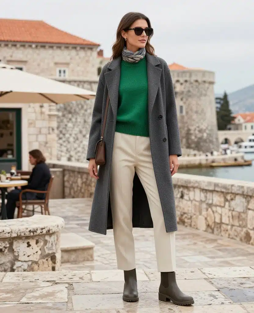 What to Wear in Dubrovnik in December: 15 Chic Winter Outfits That Beat the Coastal Chill 89 What to Wear in Dubrovnik in December What to Wear in Dubrovnik in December: 15 Chic Winter Outfits That Beat the Coastal Chill - 14. Build a Café-to-Dinner Outfit Around One Great Knit 1