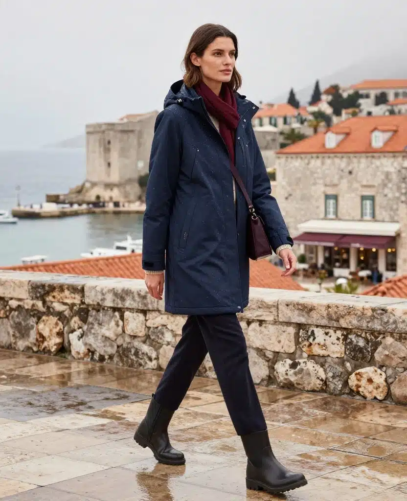 What to Wear in Dubrovnik in December: 15 Chic Winter Outfits That Beat the Coastal Chill 48 What to Wear in Dubrovnik in December What to Wear in Dubrovnik in December: 15 Chic Winter Outfits That Beat the Coastal Chill - 8. Pack a Waterproof Shell for Sudden Showers 1