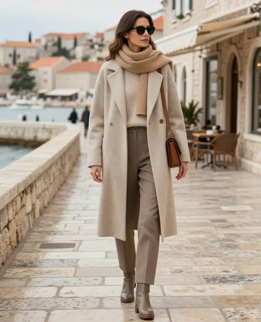 What to Wear in Dubrovnik in December: 15 Chic Winter Outfits That Beat the Coastal Chill 55 What to Wear in Dubrovnik in December What to Wear in Dubrovnik in December: 15 Chic Winter Outfits That Beat the Coastal Chill - 9. Use a Monochrome Outfit to Look Instantly Put Together 1