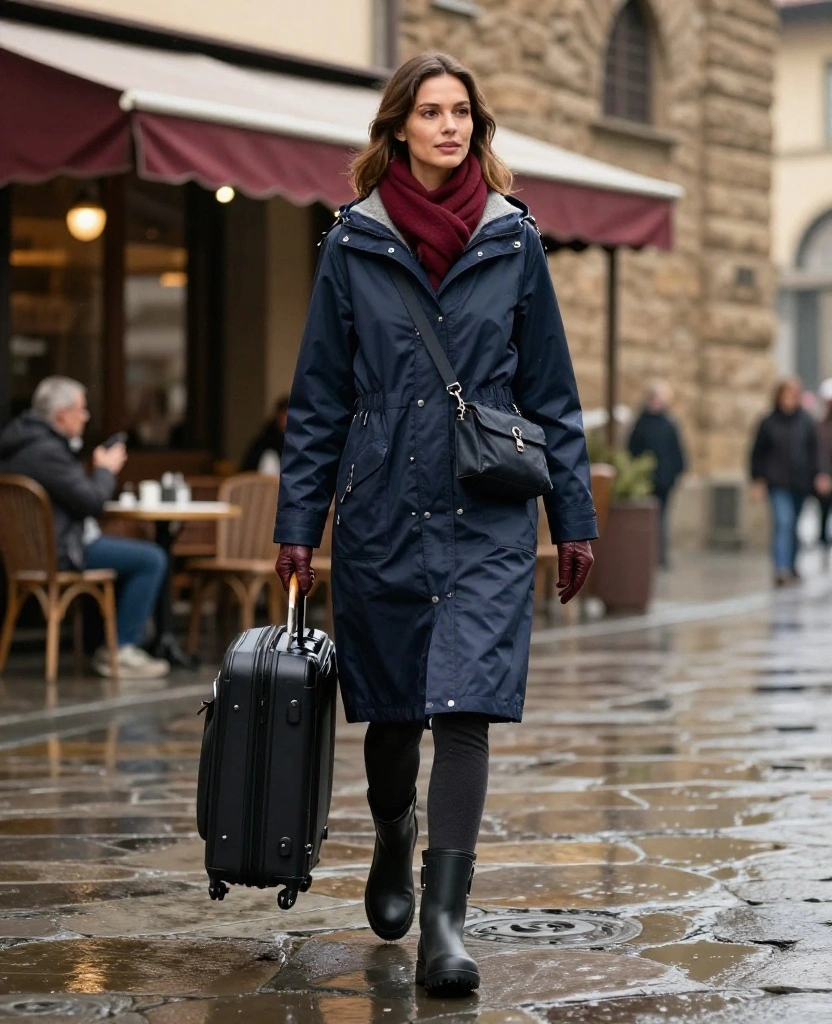What to Wear in Florence in December: 15 Chic Winter Outfits You’ll Be Glad You Packed 59 What to Wear in Florence in December What to Wear in Florence in December: 15 Chic Winter Outfits You’ll Be Glad You Packed - 9. A Rain-Ready Look for Damp Cobblestones 1