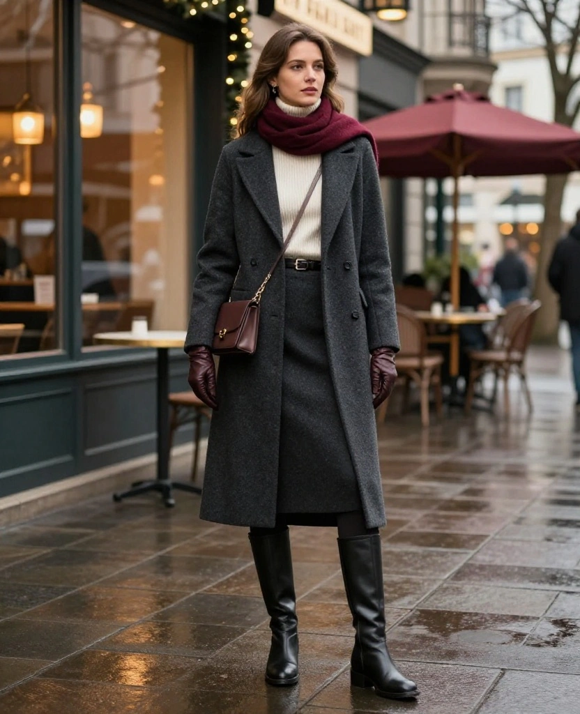 What to Wear in Frankfurt in December: 15 Chic Winter Outfits That Keep You Warm Without Looking Bulky! 58 What to Wear in Frankfurt in December What to Wear in Frankfurt in December: 15 Chic Winter Outfits That Keep You Warm Without Looking Bulky! - 10. A Midi Skirt With Fleece-Lined Tights 1