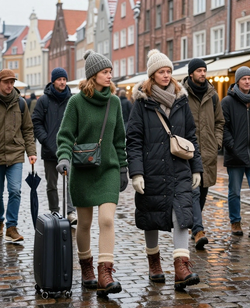 What to Wear in Gdańsk in December: 15 Cozy Winter Outfits That Beat the Baltic Chill 48 What to Wear in Gdańsk in December What to Wear in Gdańsk in December: 15 Cozy Winter Outfits That Beat the Baltic Chill - 8. Wear a Sweater Dress With Fleece-Lined Tights 1