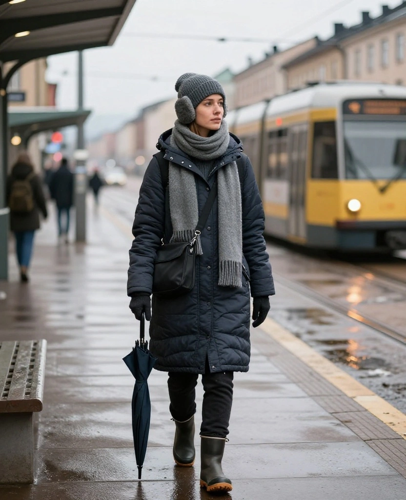 What to Wear in Gothenburg in December: 15 Cozy Winter Outfits That Beat the Scandinavian Chill 60 what to wear in Gothenburg in December What to Wear in Gothenburg in December: 15 Cozy Winter Outfits That Beat the Scandinavian Chill - 10. Dress for Tram Stops and Sudden Waiting Time 1