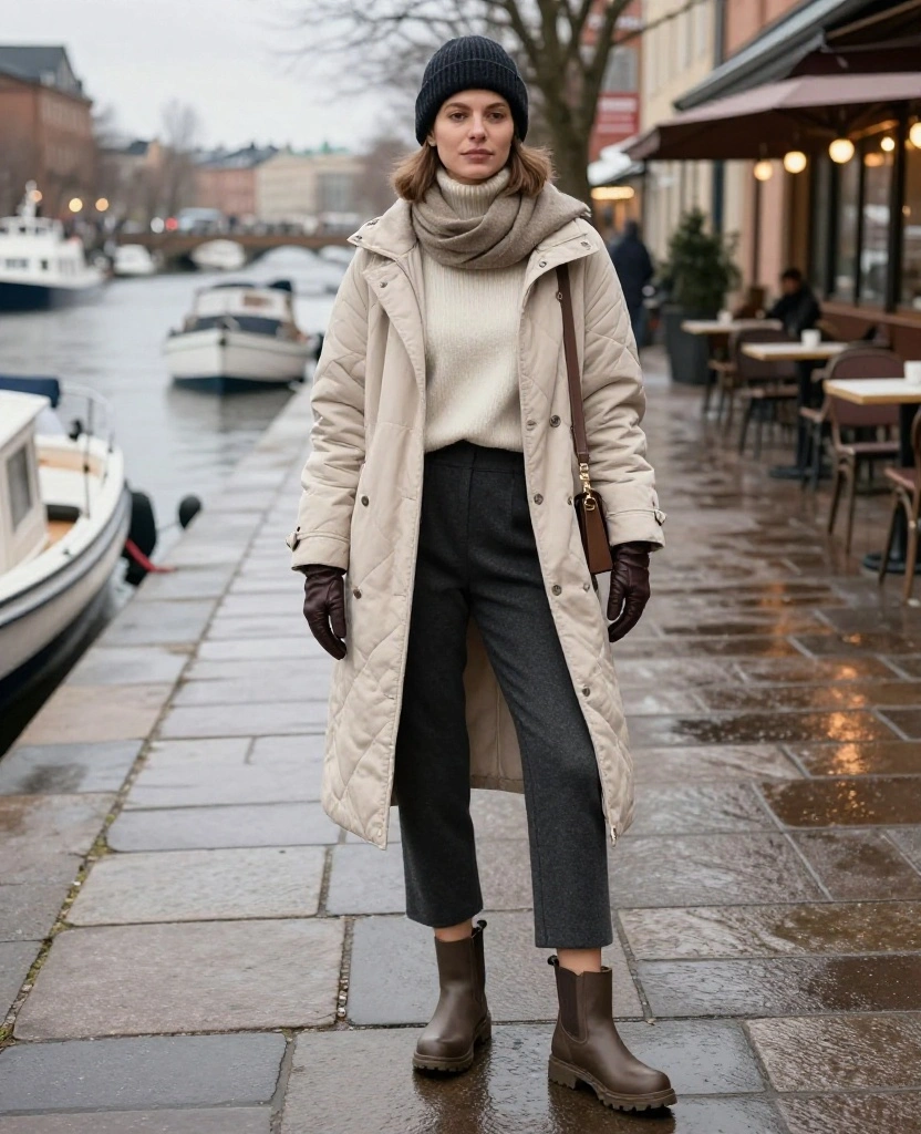 What to Wear in Gothenburg in December: 15 Cozy Winter Outfits That Beat the Scandinavian Chill 37 what to wear in Gothenburg in December What to Wear in Gothenburg in December: 15 Cozy Winter Outfits That Beat the Scandinavian Chill - 7. Use Wide-Leg Trousers Without Letting Them Drag in the Rain 1