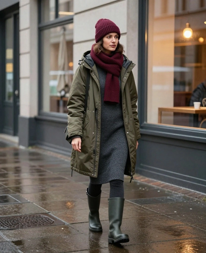 What to Wear in Hamburg in December: 15 Cozy Winter Outfits That Beat the Baltic Chill (You’ll Want to Copy #9!) 8 What to Wear in Hamburg in December What to Wear in Hamburg in December: 15 Cozy Winter Outfits That Beat the Baltic Chill (You’ll Want to Copy #9!) - 2. The Waterproof Parka and Soft Knit Dress 1