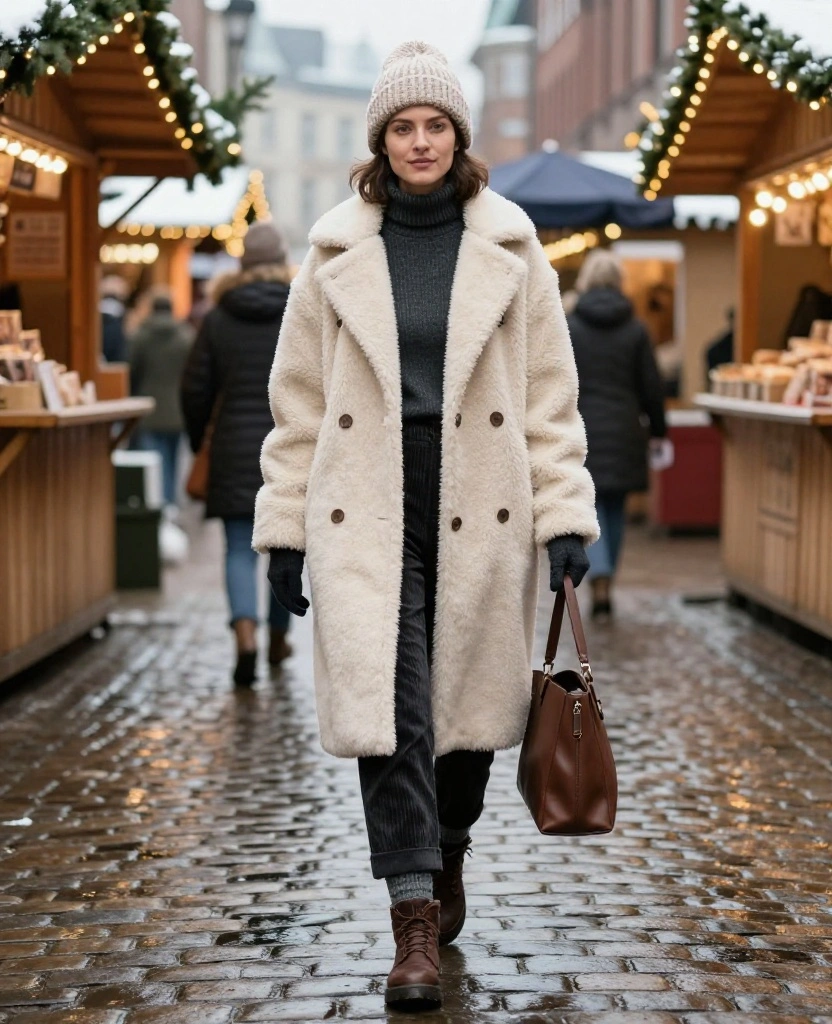 What to Wear in Hamburg in December: 15 Cozy Winter Outfits That Beat the Baltic Chill (You’ll Want to Copy #9!) 15 What to Wear in Hamburg in December What to Wear in Hamburg in December: 15 Cozy Winter Outfits That Beat the Baltic Chill (You’ll Want to Copy #9!) - 3. The Teddy Fleece Coat with Weatherproof Boots 1