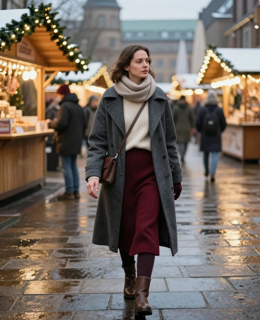 What to Wear in Hamburg in December: 15 Cozy Winter Outfits That Beat the Baltic Chill (You’ll Want to Copy #9!) 36 What to Wear in Hamburg in December What to Wear in Hamburg in December: 15 Cozy Winter Outfits That Beat the Baltic Chill (You’ll Want to Copy #9!) - 6. The Midi Skirt with Fleece-Lined Tights 1