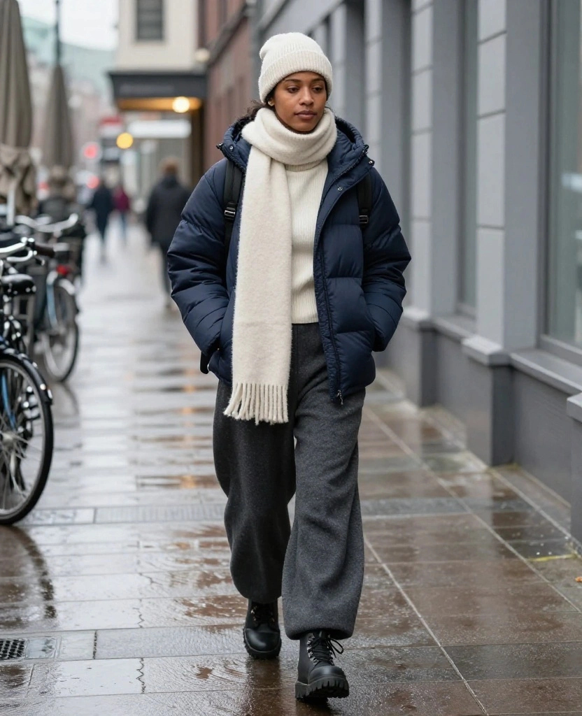 What to Wear in Hamburg in December: 15 Cozy Winter Outfits That Beat the Baltic Chill (You’ll Want to Copy #9!) 43 What to Wear in Hamburg in December What to Wear in Hamburg in December: 15 Cozy Winter Outfits That Beat the Baltic Chill (You’ll Want to Copy #9!) - 7. The Wide-Leg Trouser and Cropped Puffer Balance 1