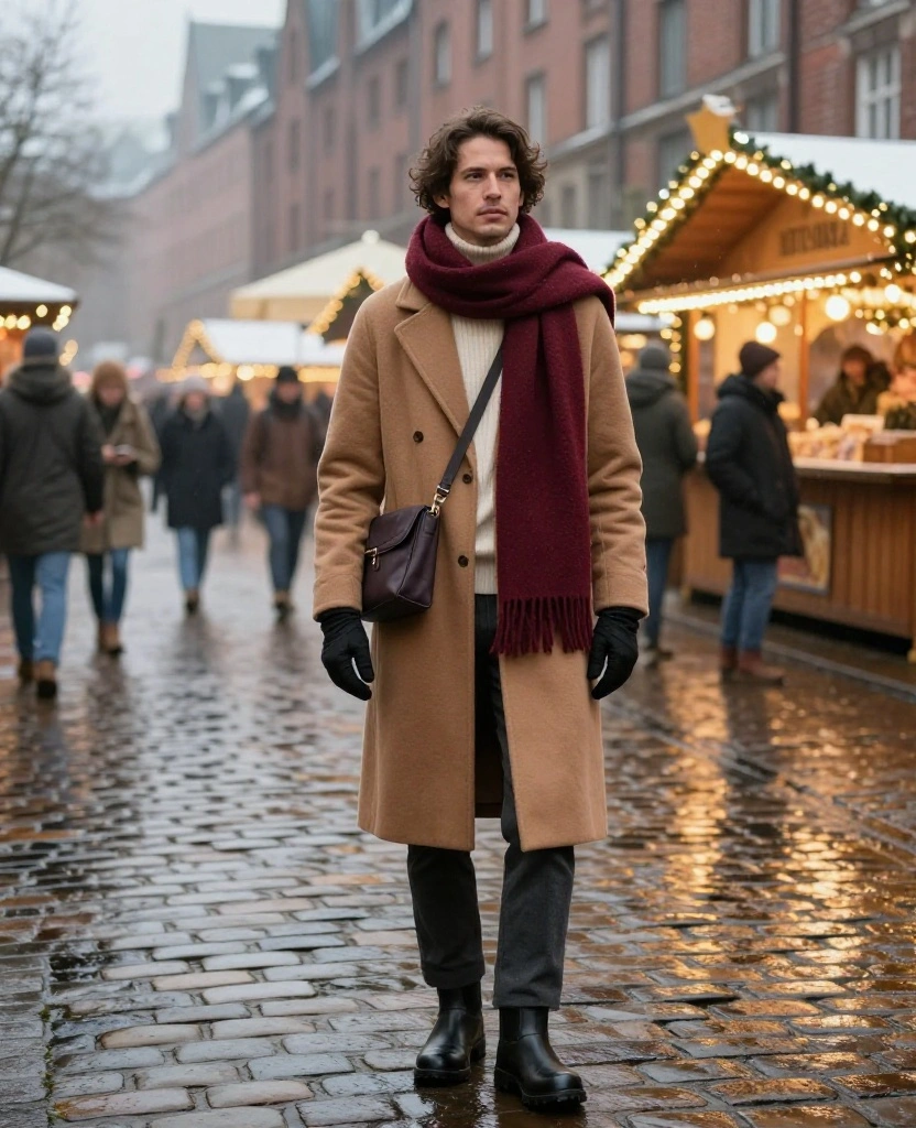 What to Wear in Hamburg in December: 15 Cozy Winter Outfits That Beat the Baltic Chill (You’ll Want to Copy #9!) 59 What to Wear in Hamburg in December What to Wear in Hamburg in December: 15 Cozy Winter Outfits That Beat the Baltic Chill (You’ll Want to Copy #9!) - 9. The Burgundy Scarf Formula for Instant Festive Style 1