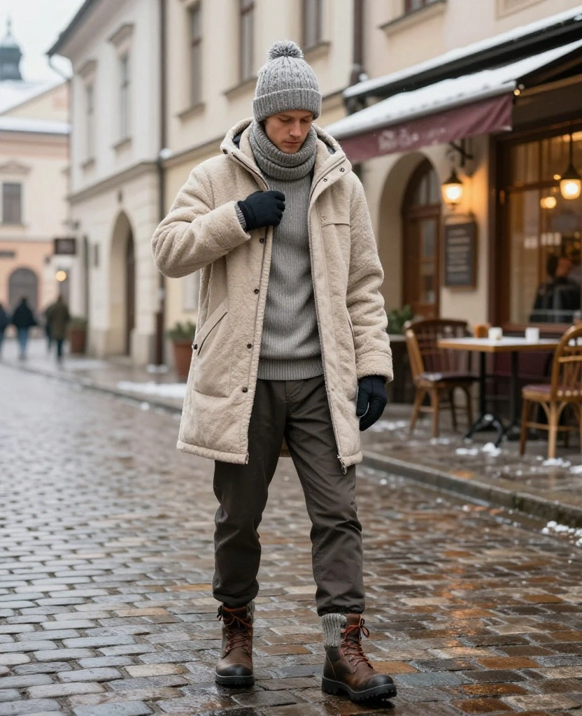 What to Wear in Kraków in December: 13 Layering Tricks That Make Freezing Weather Feel Surprisingly Easy! 8 What to Wear in Kraków in December What to Wear in Kraków in December: 13 Layering Tricks That Make Freezing Weather Feel Surprisingly Easy! - 2. Build Warmth With Two Thin Mid-Layers Instead of One Huge Sweater 1